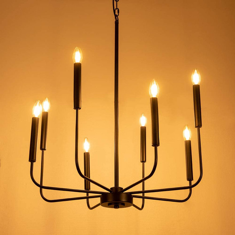 Gracie Oaks 8Light Black Farmhouse Chandeliers Classic Candle Ceiling